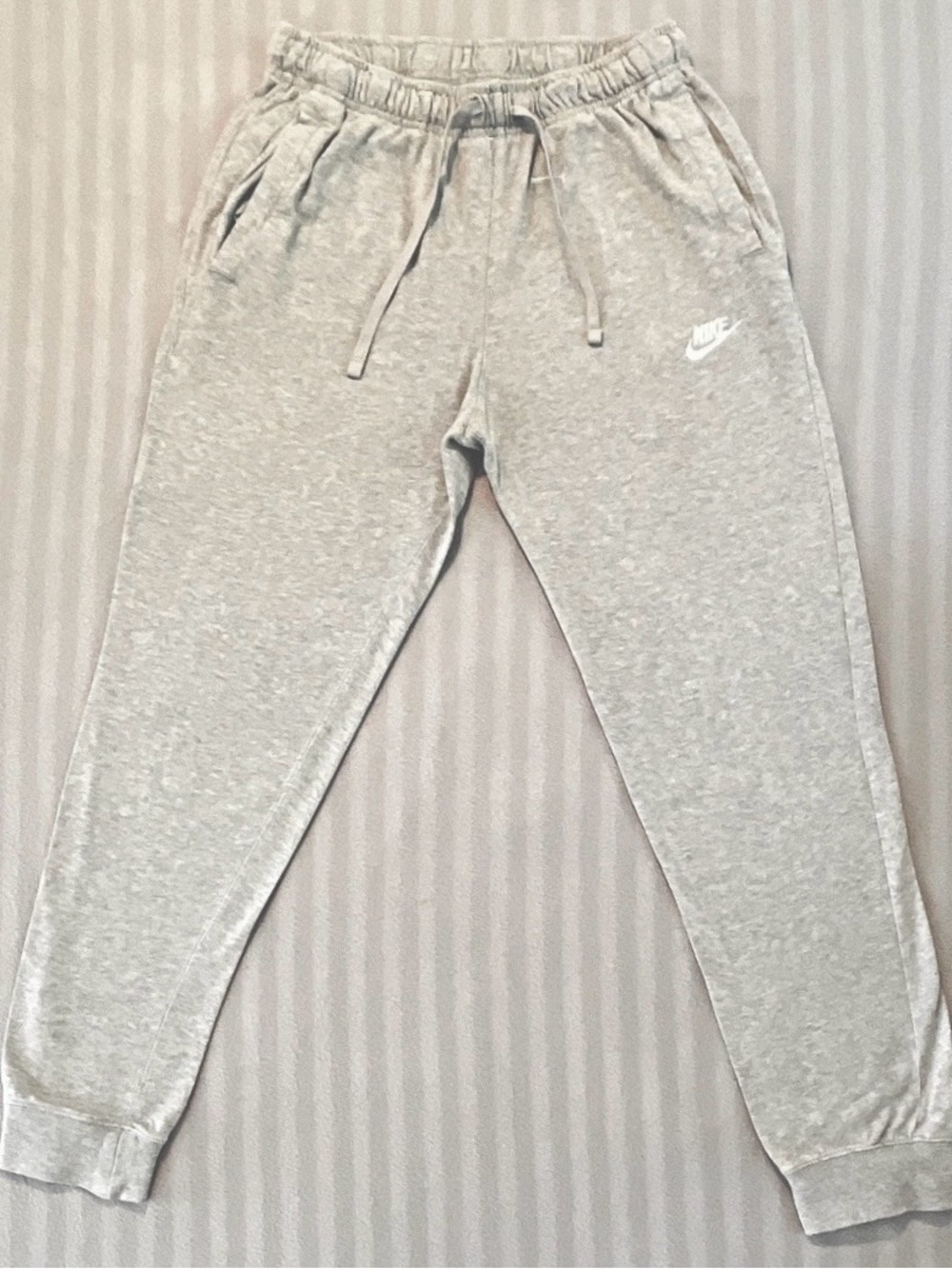 Nike Light Gray Sweat Joggers with White Swoosh